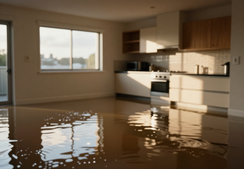 Water-damaged subfloor in Russell Lea before treatment